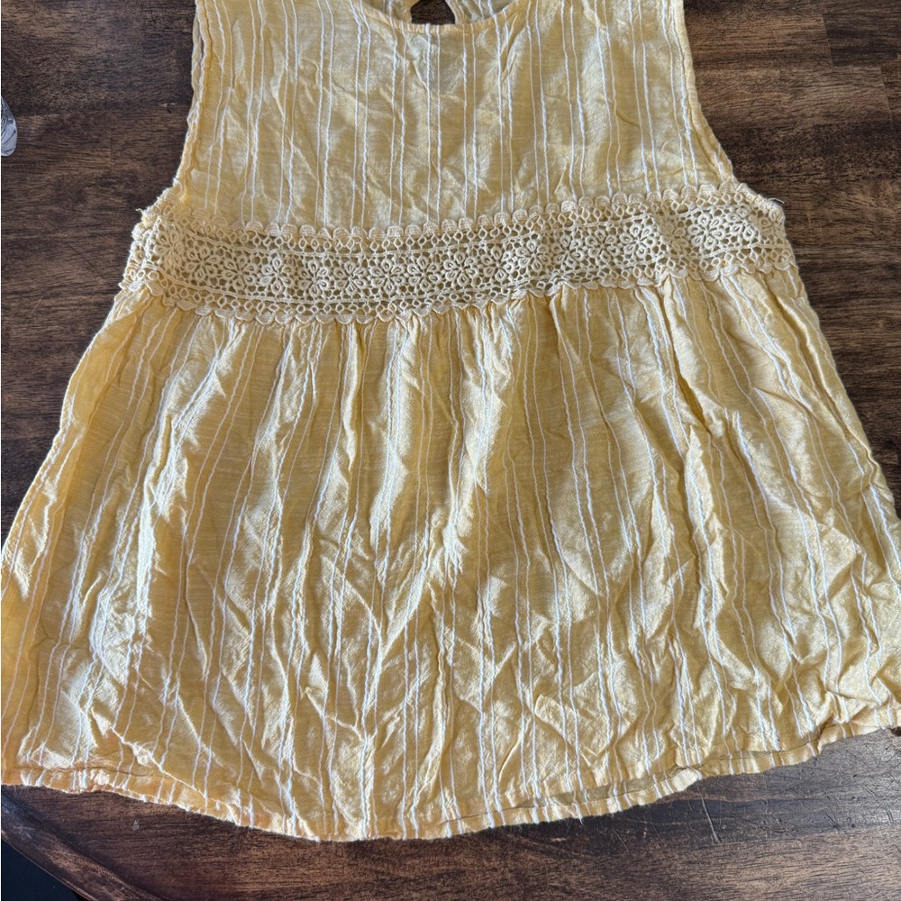 Altar'd State Yellow Lace Trim Top